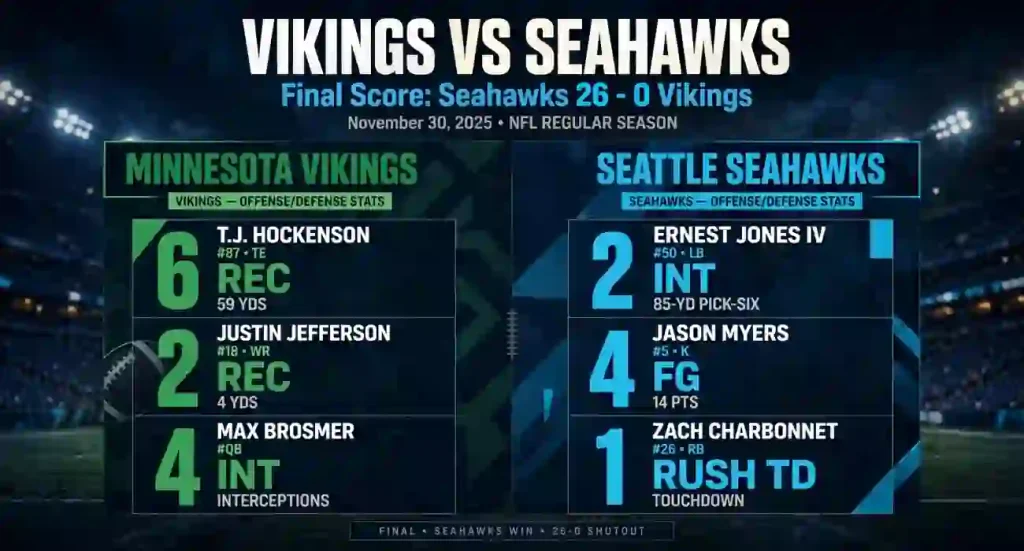 minnesota vikings vs seahawks match player stats